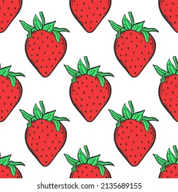 Strawberry seamless pattern vector illustration. Background with bright red berries. Healthy food template for fabric, paper, packaging and design