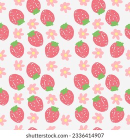 Strawberry seamless pattern. Vector illustration.