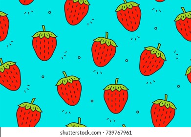 Strawberry seamless pattern. Vector illustration