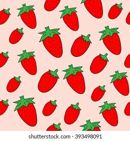 Strawberry seamless pattern. Vector texture for textile, wrapping, wallpapers and other surfaces.