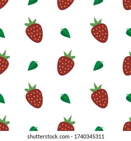 strawberry seamless pattern wallpaper for fabric or textile background isolated in white color