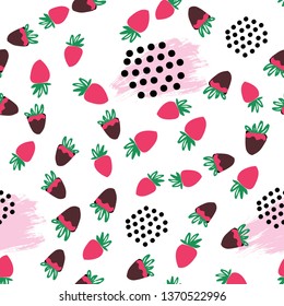 Strawberry  seamless pattern for your design. Modern background 