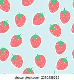 strawberry seamless pattern.fresh strawberry drawing for background, print, fabric, etc