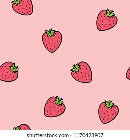 Strawberry seamless repeating pattern texture / Vector illustration design for fashion fabrics, textile graphics, prints, wallpapers and other uses