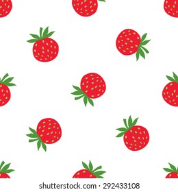 Strawberry seamless vector pattern. Decorative red berries on white background. 