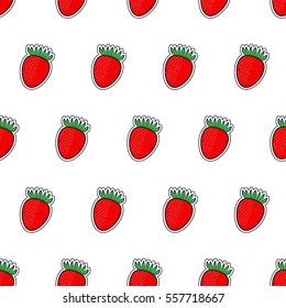 Strawberry seamless vector pattern in a flat style. Vector illustration texture of textile, packaging, wallpaper and your resume other projects