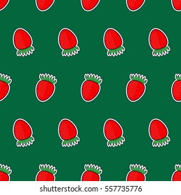 Strawberry seamless vector pattern in a flat style. Vector illustration texture of textile, packaging, wallpaper and your resume other projects