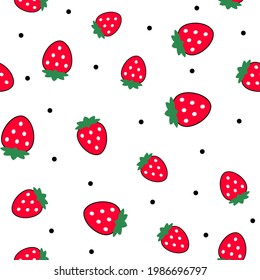 Strawberry seamless vector pattern. Wrap Wallpaper fabric texttile simple design. Summer sign isolated on white background.