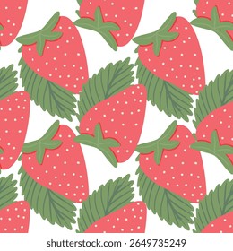 Aardbei Naadloze Vector Patronen met Bloemen en Polka Dot Elementen