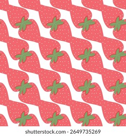 Aardbei Naadloze Vector Patronen met Bloemen en Polka Dot Elementen
