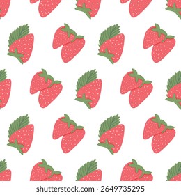 Aardbei Naadloze Vector Patronen met Bloemen en Polka Dot Elementen