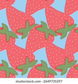 Aardbei Naadloze Vector Patronen met Bloemen en Polka Dot Elementen