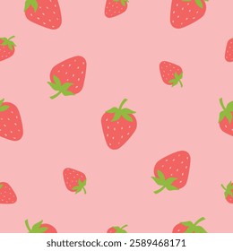 Strawberry seamless vector pattern.Strawberry background. Vector illustration for print, fabric, textile.