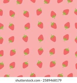 Strawberry seamless vector pattern.Strawberry background. Vector illustration for print, fabric, textile.
