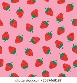 Strawberry seamless vector pattern.Strawberry background. Vector illustration for print, fabric, textile.