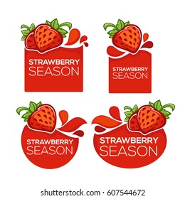 strawberry season, vector collection of juice stickers and berry symbols for your text