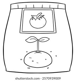 strawberry seed pack illustration hand drawn outline vector