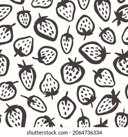 Strawberry semless pattern. Vector hand drawn background with black berry for children textile.