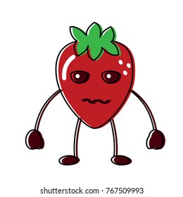 strawberry serious fruit kawaii icon image 