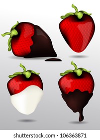 Strawberry set with chocolate eps10