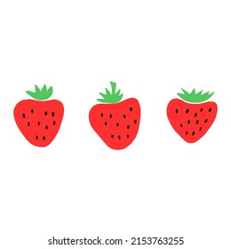Erdbeerset. handgezeichnete Vektorgrafik. Minimalismus. Symbol, Aufkleber, Dekor. Beeren, Früchte, Sommer, Essen.