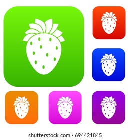 Strawberry set icon in different colors isolated vector illustration. Premium collection