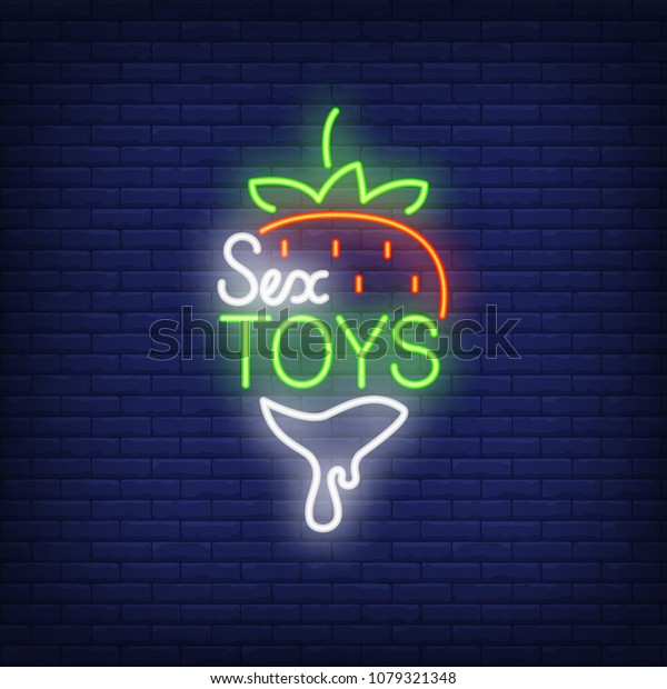 Strawberry Sex Toys Lettering Neon Sign Stock Vector Royalty Free