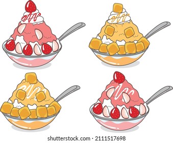 Strawberry shaved ice
Mango shaved ice