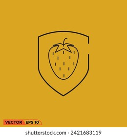 Strawberry shield icon vector graphic of template 