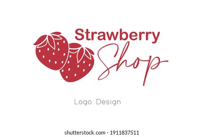 Strawberry Shop Logo Design.Vector Eps.10