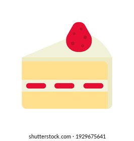 Strawberry short cake (dessert, sweets) vector icon illustration