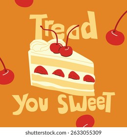 Tarta de fresa con diseño de póster de cereza