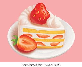 Strawberry Shortcake Delicious Vector Illustration