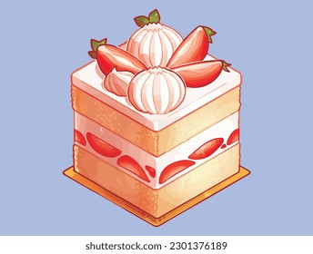 Strawberry Shortcake Delicious Vector Illustration