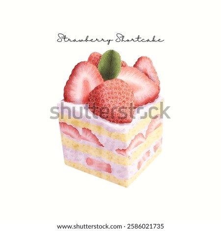 A strawberry shortcake on hand drawn style