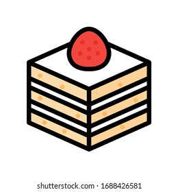 Ilustración vectorial de la tarta de fresa, icono de diseño relleno