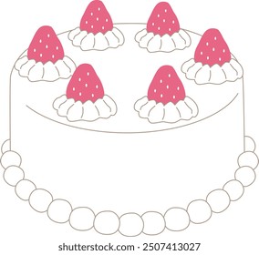 Strawberry shortcake vector illustration. Sweets, candy, strawberry, icon, sweets