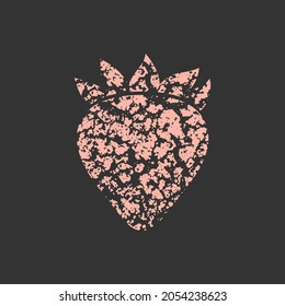 Strawberry sign texture creative design surface abstract rough cracks grunge dirty print vector illustration. 