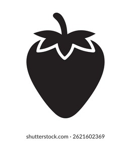 Ilustração de ícone de silhueta de morango. Ícone vetor de morango.