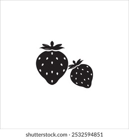 STRAWBERRY SILHOUETTE ICON VECTOR ILLUSTRATION SYMBOL DESIGN