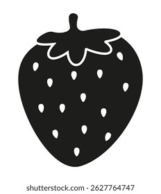 Strawberry silhouette in simple style. Fruit silhouette. Dessert in the background. Vitamins and fruits. Vector illustration EPS10