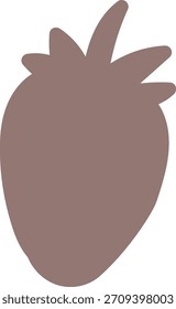 Silueta de fresa con contorno liso y sombreado plano. El contorno de la baya muestra la corona frondosa en forma gráfica en negrita. Ilustración vectorial de dibujos animados