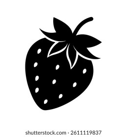 strawberry silhouette vector icon on white background