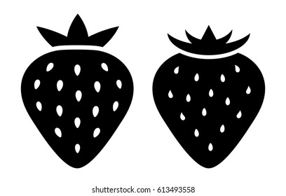 Strawberry Silhouette Vector Icon On White Background