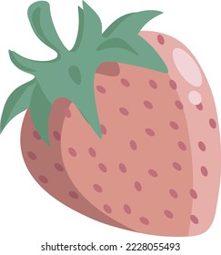 Strawberry simple vector, pale red icon, cartoon style, fresh and yummy fruit
