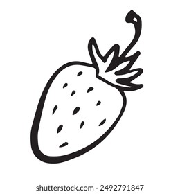 Strawberry sketch Hand drawn doodle vector illustration isolated on white background. Berry icon for logotype, poster, flyer, banner, menu, cookbook, infographic design.