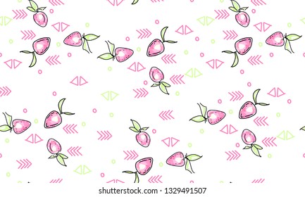 Strawberry sketch pattern drawing green new cartoon set fruit isolated vector vector juicy summer cider background kawaii