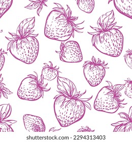 Esquemas de fresa: Patrones de fresas sin fisuras en el estilo de arte de boceto"