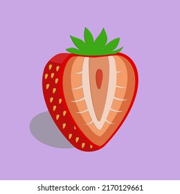 Strawberry slice icon cartoon vector illustration, fruit theme and healty lifestyle
