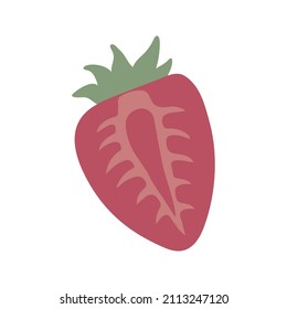 Baraja de fresa romántica clipart de estilo plano. Ilustración vectorial, color, doodle de verano.